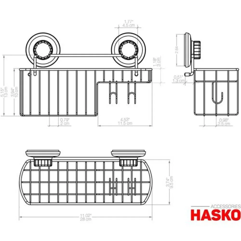 Powerful Vacuum Suction Cup Shower Caddy Basket for Shampoo - Combo Organizer